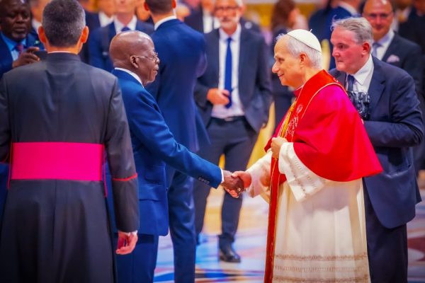 Tinubu Meets Pope Leo XIV After Historic Inauguration Mass in Rome.
