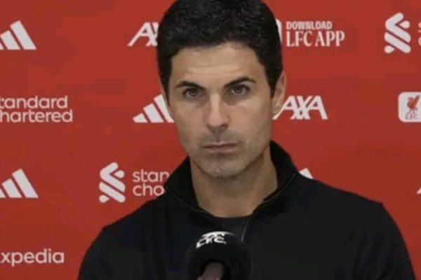 EPL: Arteta Reacts as Arsenal Fall 1-0 to Liverpool at Anfield.