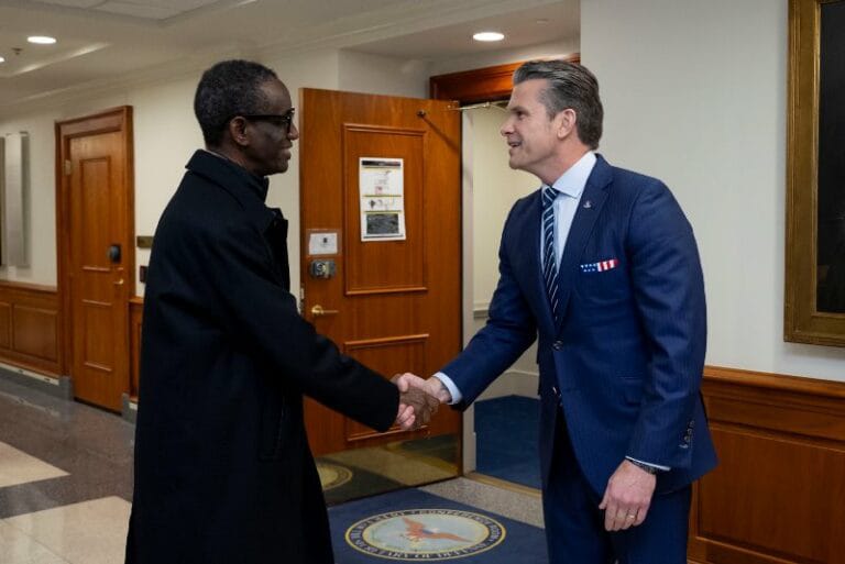 US Secretary of War Pete Hegseth and a Nigerian delegation led by National Security Adviser (NSA) Nuhu Ribadu